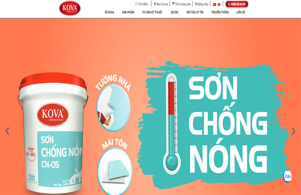 Mẫu thiết kế website bán sơn độc đáo